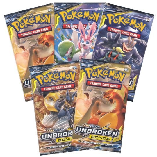 Pokemon Cards Sun Moon Unbroken Bonds Booster Packs 5 Pack Lot