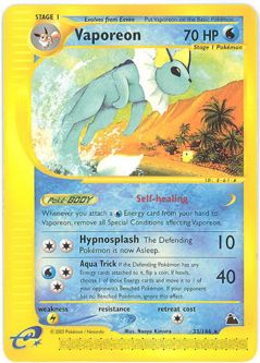 Pokemon Card - Skyridge 33/144 - VAPOREON (rare) *Played*