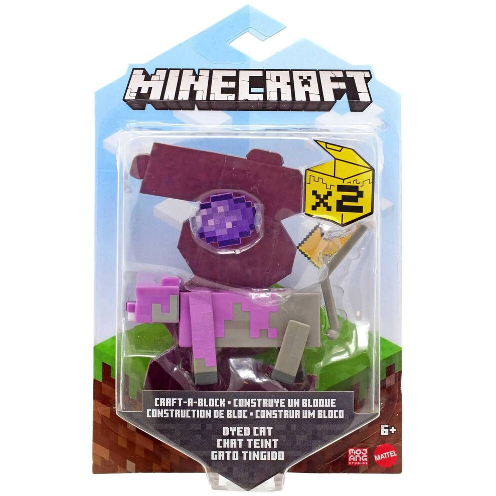 Mattel - Minecraft Craft-A-Block Action Figure - DYED CAT (3.5 inch