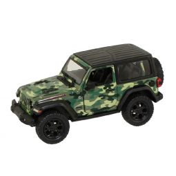 RI Novelty - Pull Back Die-Cast Metal Vehicle - 2018 JEEP WRANGLER (Green Camo)(5 inch) 1:34 Scale