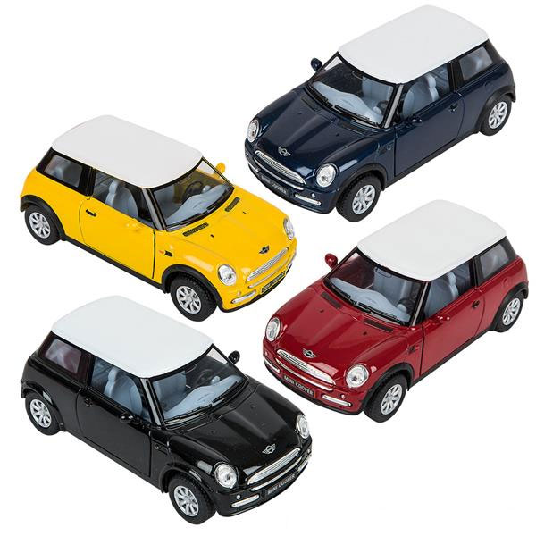 Rhode Island Novelty - Pull Back Vehicles - SET OF 4 MINI COOPERS (Yellow, Red Black & Blue)(5 inch)