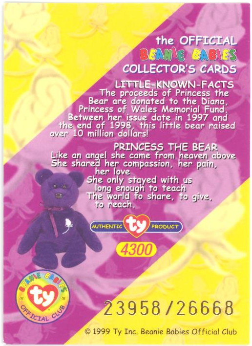 TY Beanie Babies BBOC Card - Series 2 Rare Bear (BLUE) - PRINCESS ...