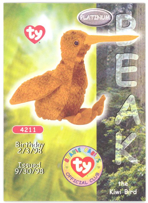 1998 beak beanie baby 2024 value