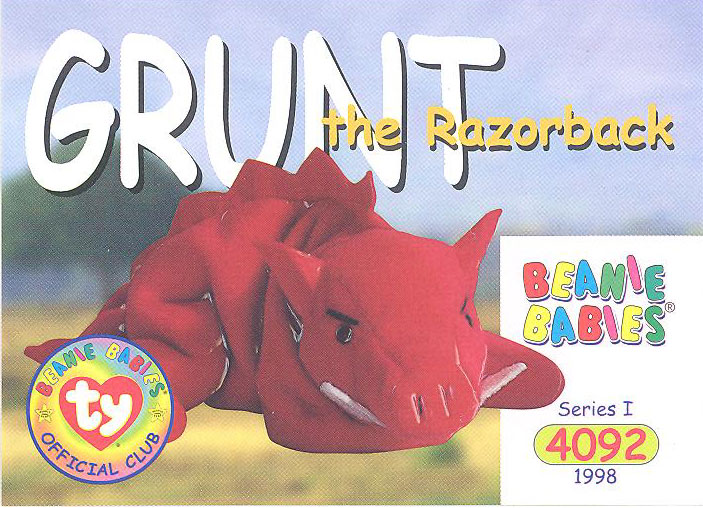 Authenticated Beanie Baby: 3rd Generation Grunt the RazorBack