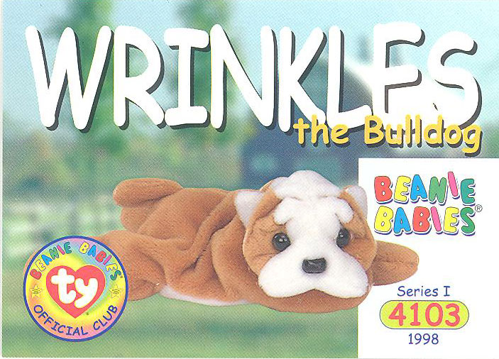 TY Beanie Babies BBOC Card Series 1 Common WRINKLES the Bulldog