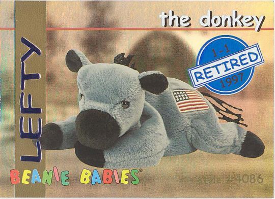 lefty donkey beanie baby