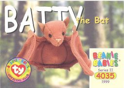 TY Beanie Babies BBOC Card - Series 2 Common - BATTY the Brown Bat