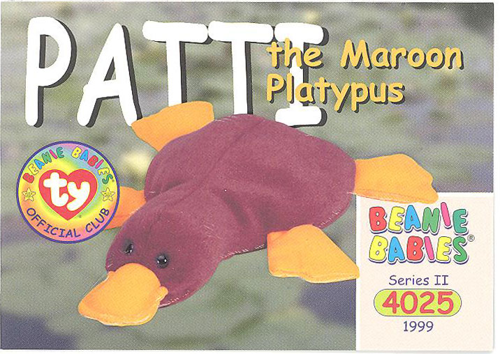 TY Beanie Babies BBOC Card Series Birthday (BLUE) PATTI The