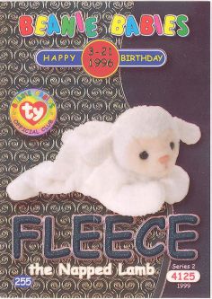 TY Beanie Babies BBOC Card - Series 2 Birthday (SILVER) - FLEECE the Napped Lamb
