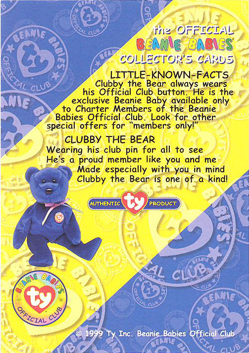 TY Beanie Babies BBOC Card - Series 2 Rare Bear (GREEN) - CLUBBY ...