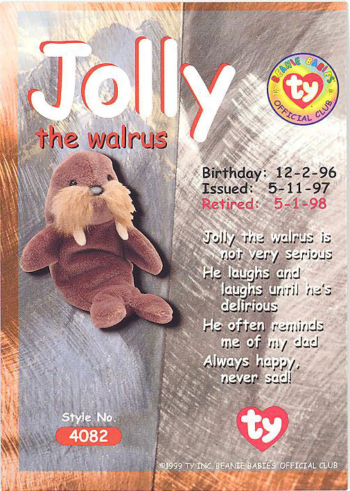 jolly the walrus beanie baby