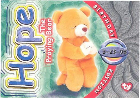 Praying bear best sale beanie baby