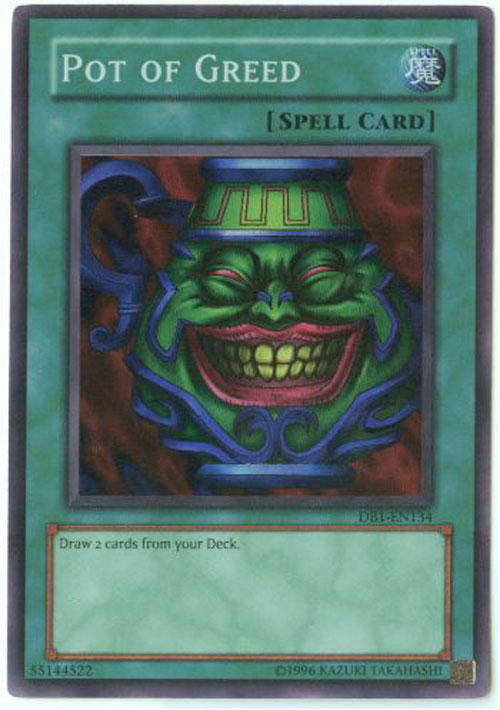 Yu-Gi-Oh Card - DB1-EN134 - POT OF GREED (super rare holo)