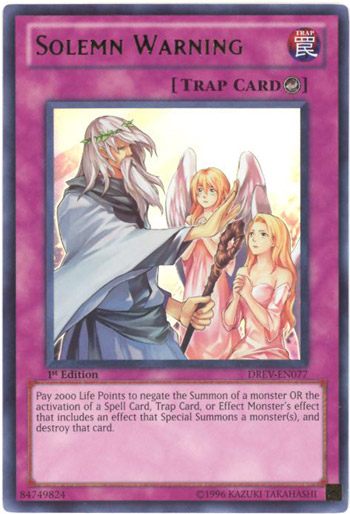 Yu-Gi-Oh Card - DREV-EN077 - SOLEMN WARNING (ultra rare holo)