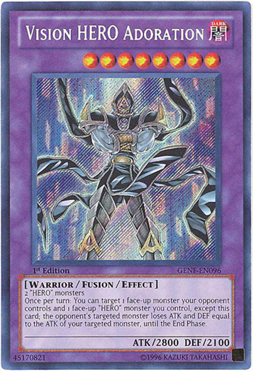 Yu-Gi-Oh Card - GENF-EN096 - VISION HERO ADORATION (secret rare holo ...