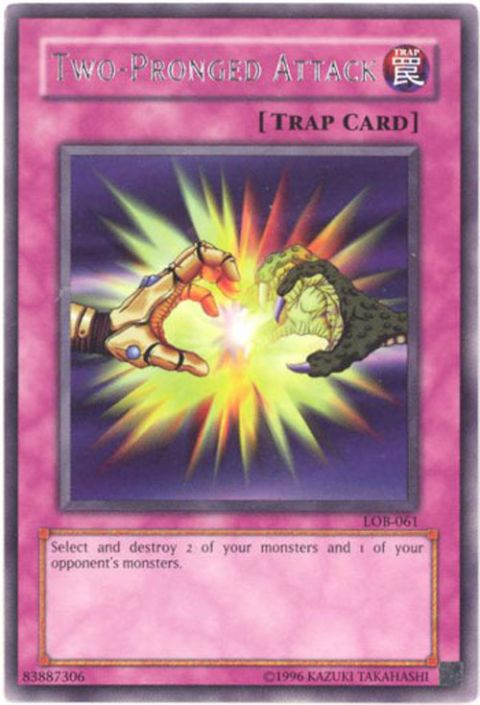 Yu-Gi-Oh Card - LOB-061 - TWO PRONGED ATTACK (rare)