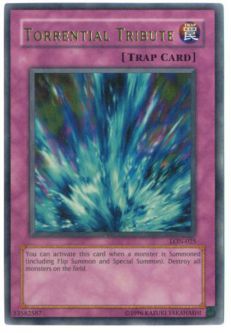 Yu-Gi-Oh Card - LON-025 - TORRENTIAL TRIBUTE (ultra rare holo) *Played*