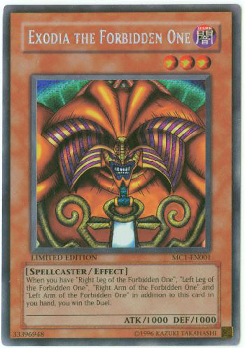 Yu-Gi-Oh Card - MC1-EN001 - EXODIA the FORBIDDEN ONE (secret rare holo)