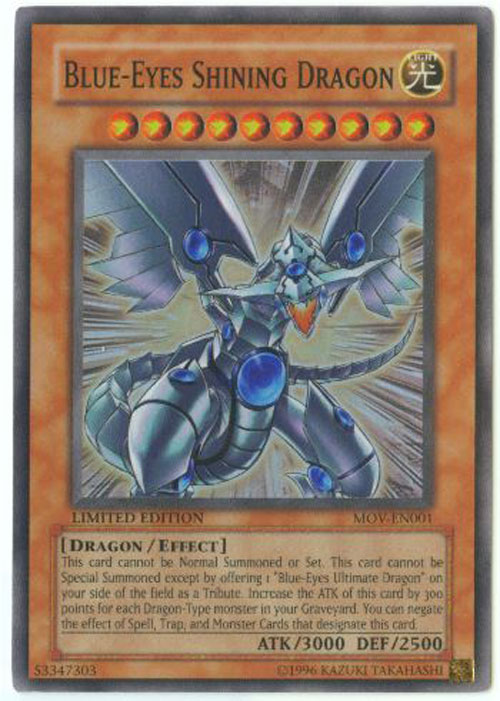 Yu-Gi-Oh Card - MOV-EN001 - BLUE EYES SHINING DRAGON (super rare holo)