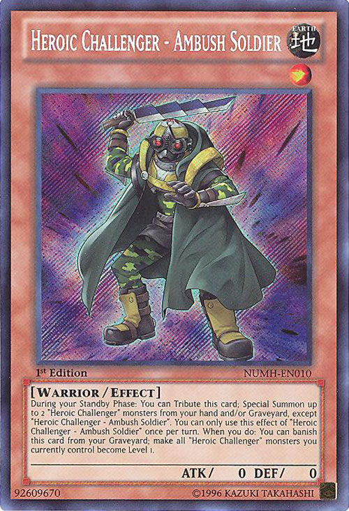 Yu-Gi-Oh Card - NUMH-EN010 - HEROIC CHALLENGER - AMBUSH SOLDIER (secret