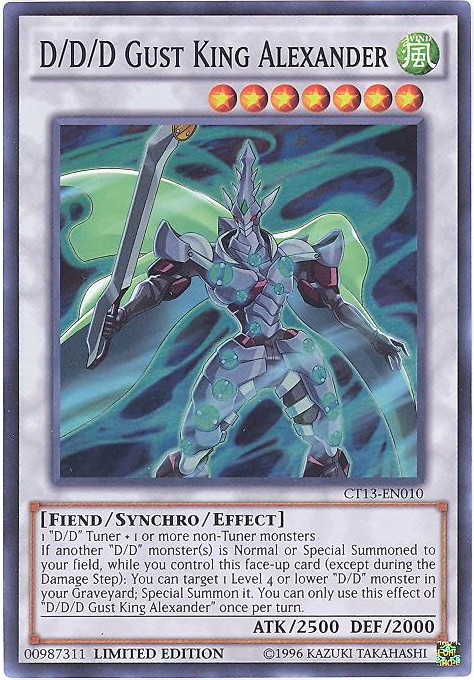 Yu-Gi-Oh Card - CT13-EN010 - D/D/D GUST KING ALEXANDER (super rare holo ...