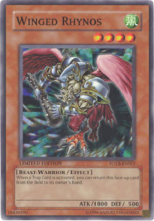 Yu-Gi-Oh Card - FOTB-ENSE2 - WINGED RHYNOS (super rare holo)