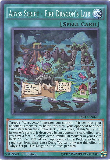 Yu Gi Oh Card Deso En025 Abyss Script Fire Dragon S Lair Super Rare Holo