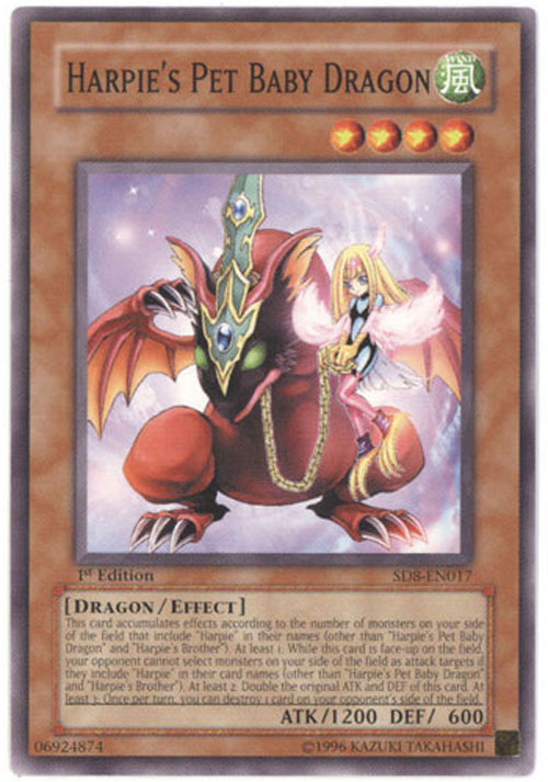 Yu-Gi-Oh Card - SD8-EN017 - HARPIE'S PET BABY DRAGON (common ...