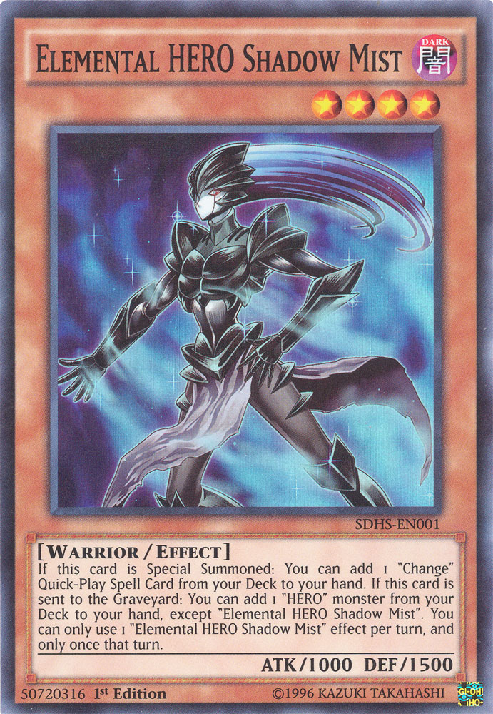 Yu-Gi-Oh Card - SDHS-EN001 - ELEMENTAL HERO SHADOW MIST (super rare holo)