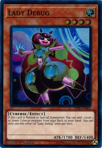 Yu-Gi-Oh Card - SDPL-EN005 - LADY DEBUG (super rare holo)