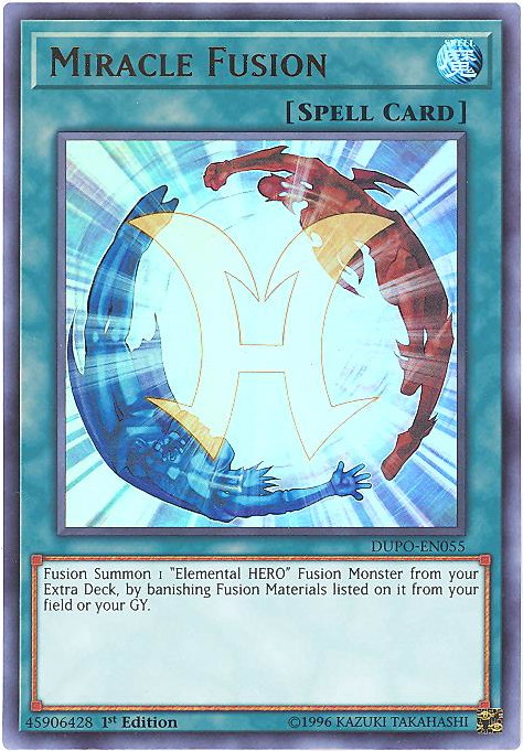 Yu-Gi-Oh Card - DUPO-EN055 - MIRACLE FUSION (ultra rare holo)