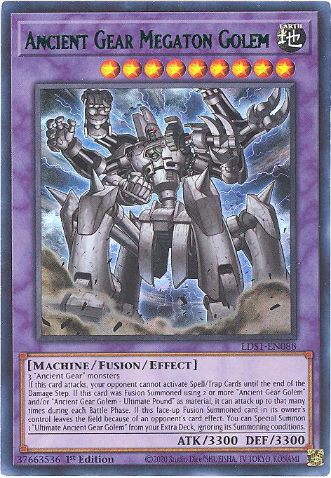 Yu-Gi-Oh Card - LDS1-EN088 - ANCIENT GEAR MEGATON GOLEM (Green)(ultra rare holo)