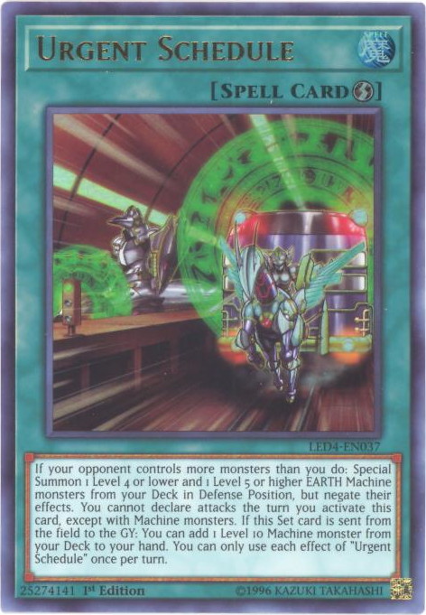 Yu-Gi-Oh Card - LED4-EN037 - URGENT SCHEDULE (ultra rare holo