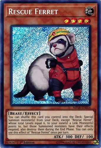 Yu-Gi-Oh Card - MP18-EN054 - RESCUE FERRET (secret rare holo)